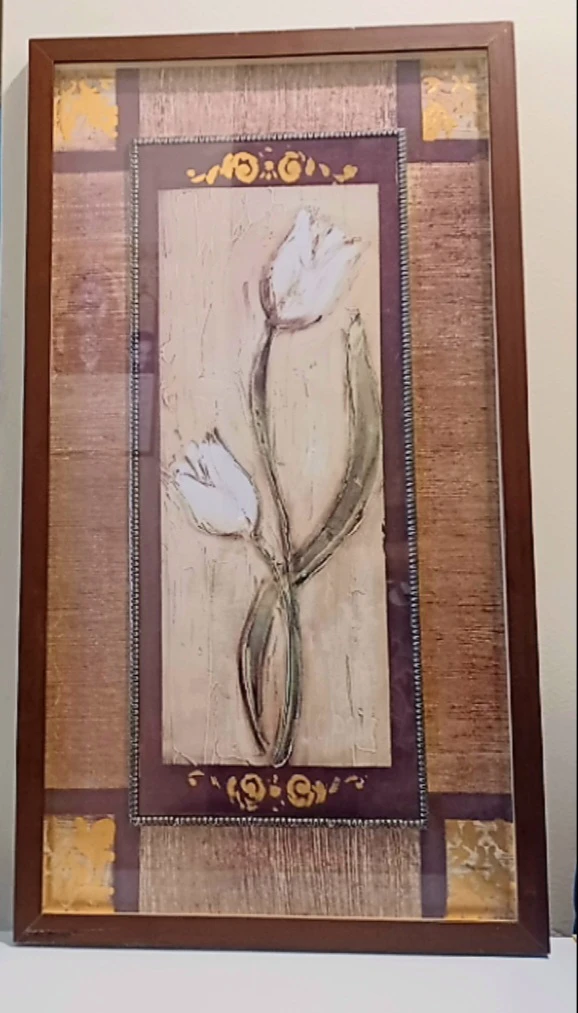 Vtg White Tulip Wall Art Pair - photo 3