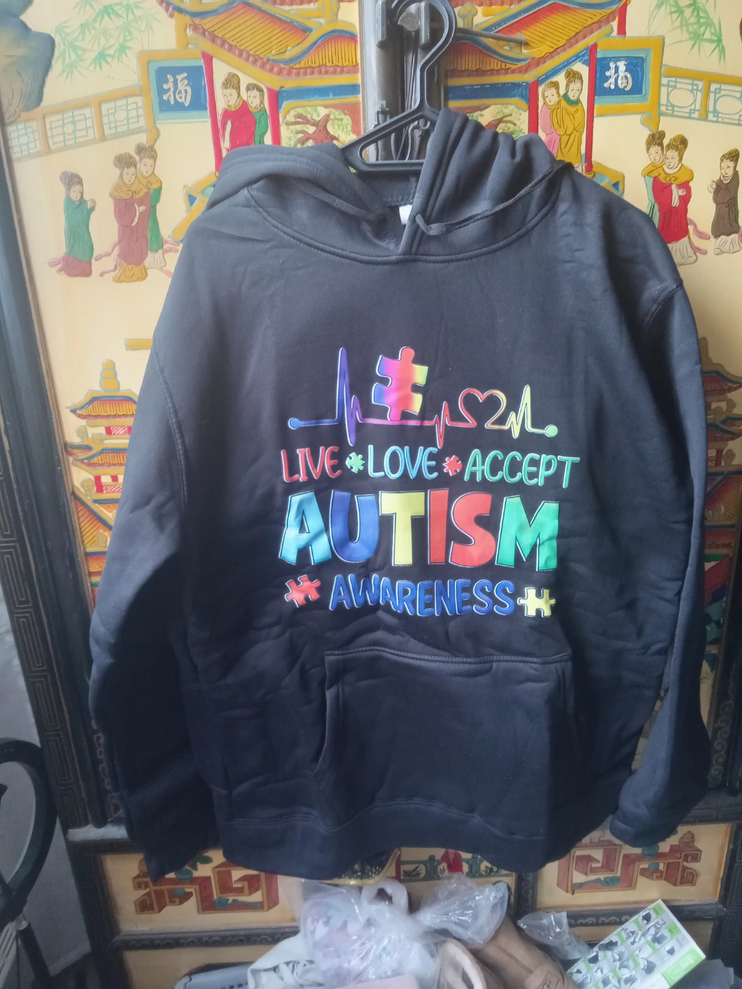 New!!! Black Autism Awareness Hoodie. (Size: XL)