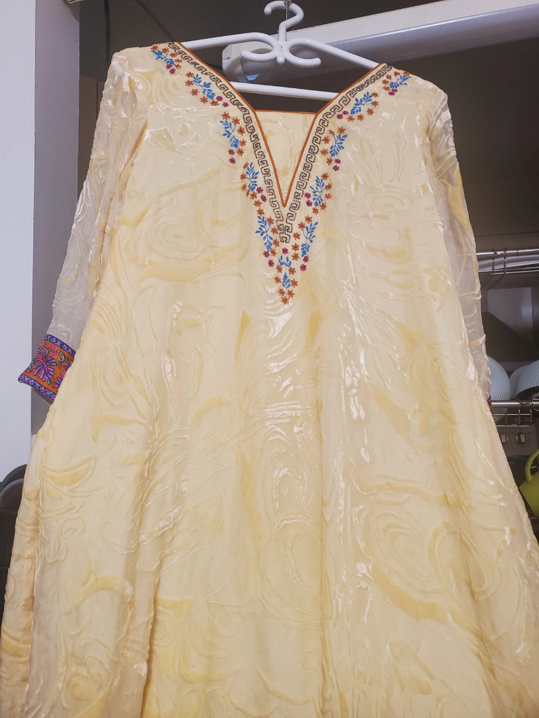 Cream Embroidered Kurti