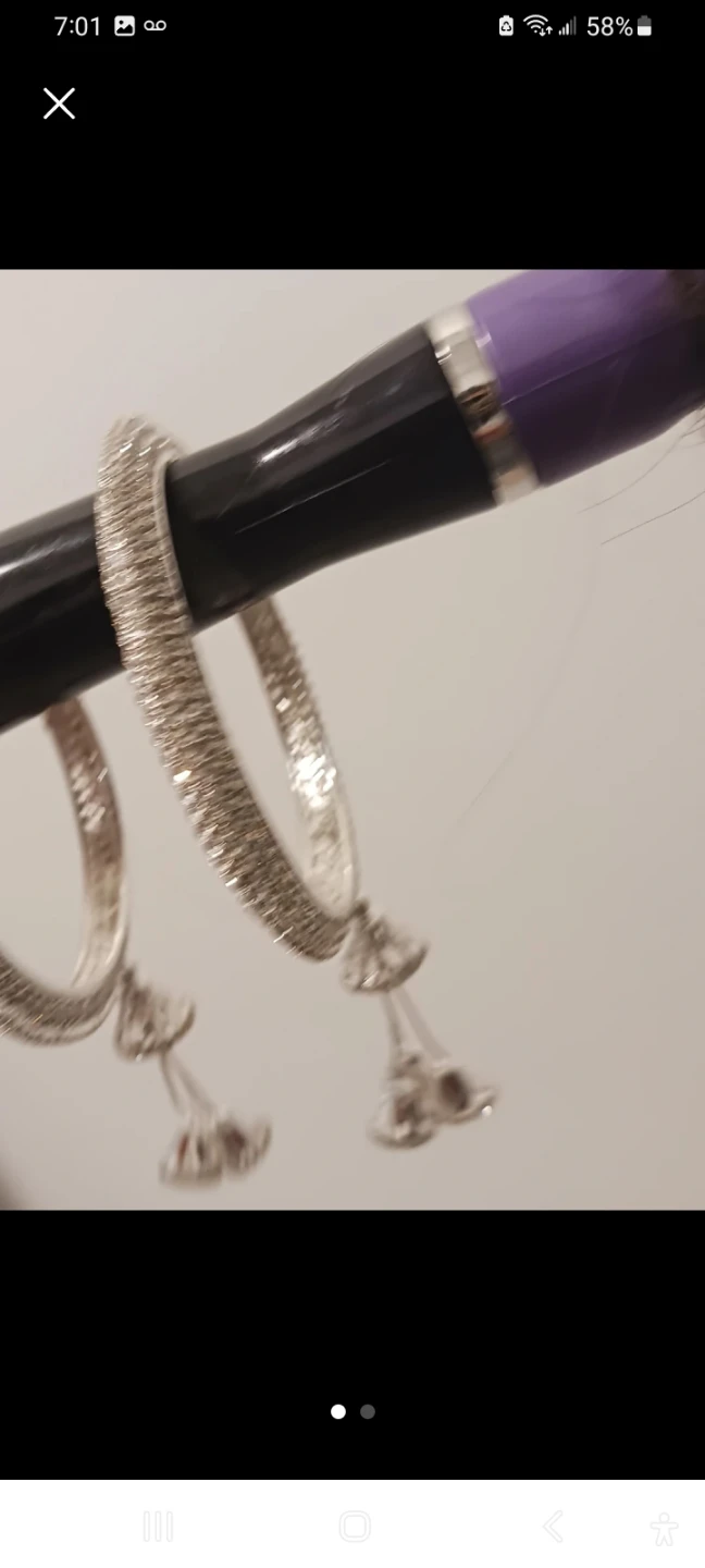 Silver Tone Bangles with Dangles - photo 3
