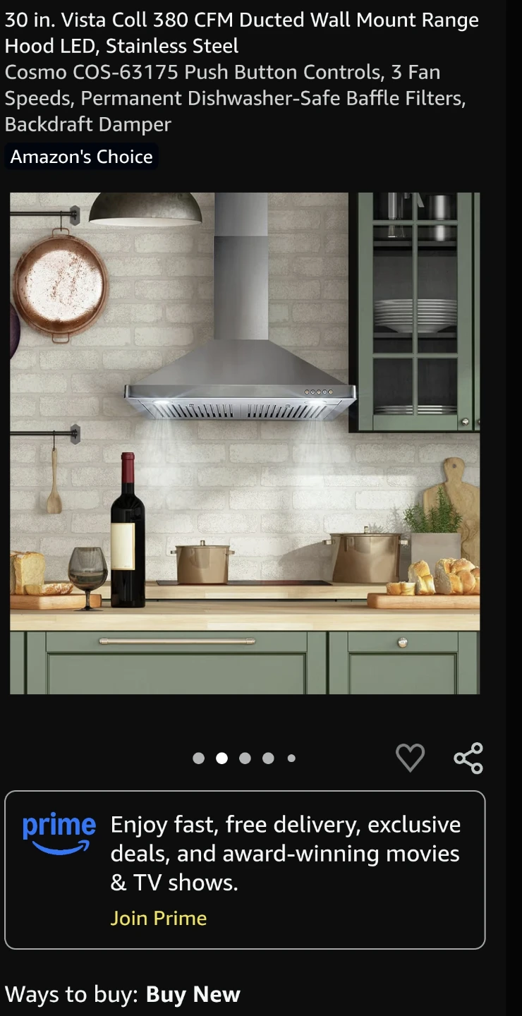Cosmo 30 in. Vista Coll 380 CFM Range Hood