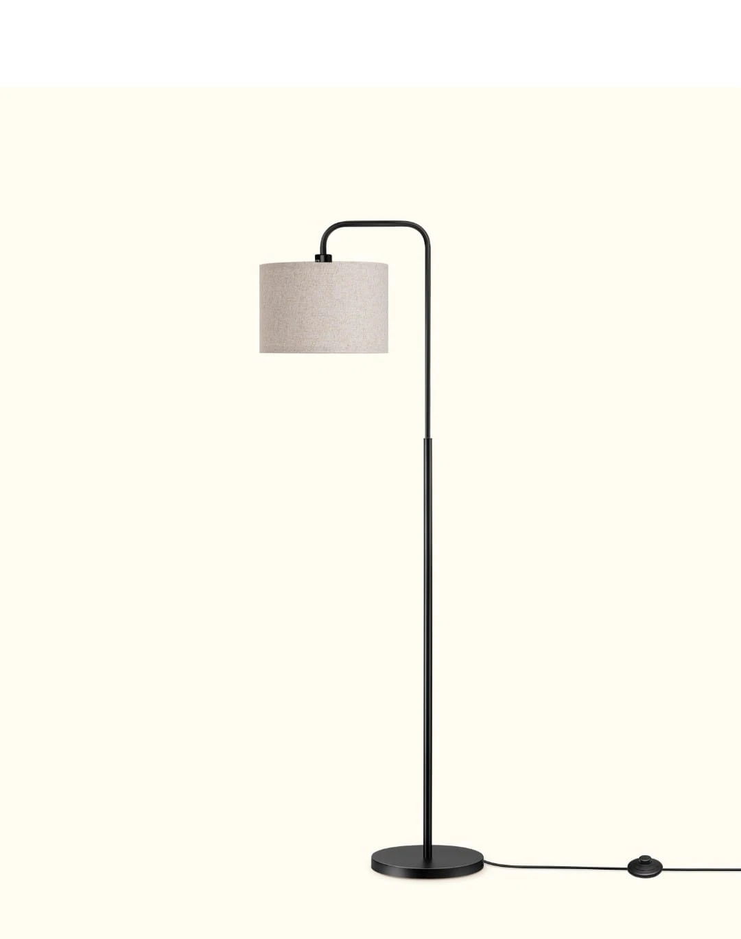 Black Floor Lamp with Beige Drum Shade - photo 2