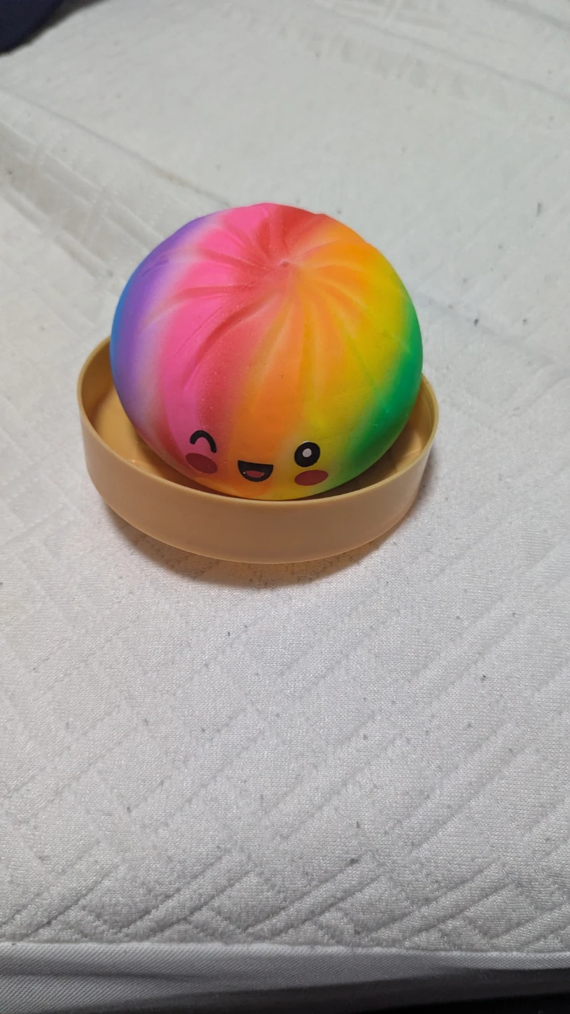 Rainbow Squishy Ball with Cute Face