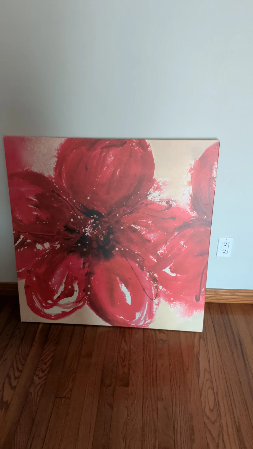 Set of 2 Red Floral Canvas Wall Art - photo 2