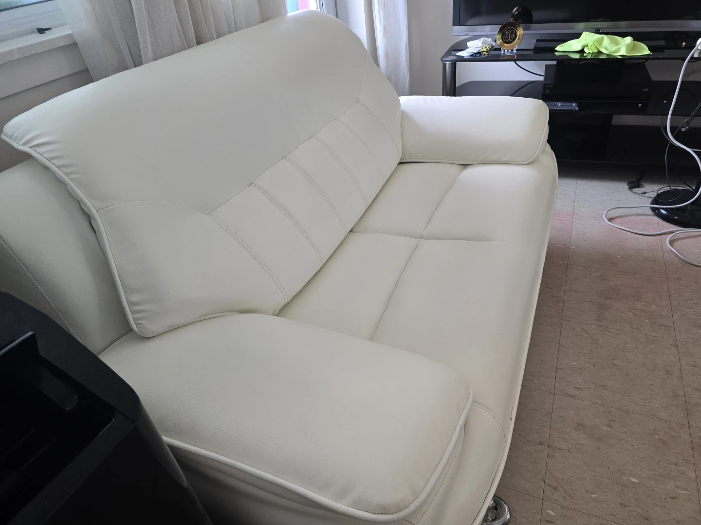White Faux Leather Loveseat