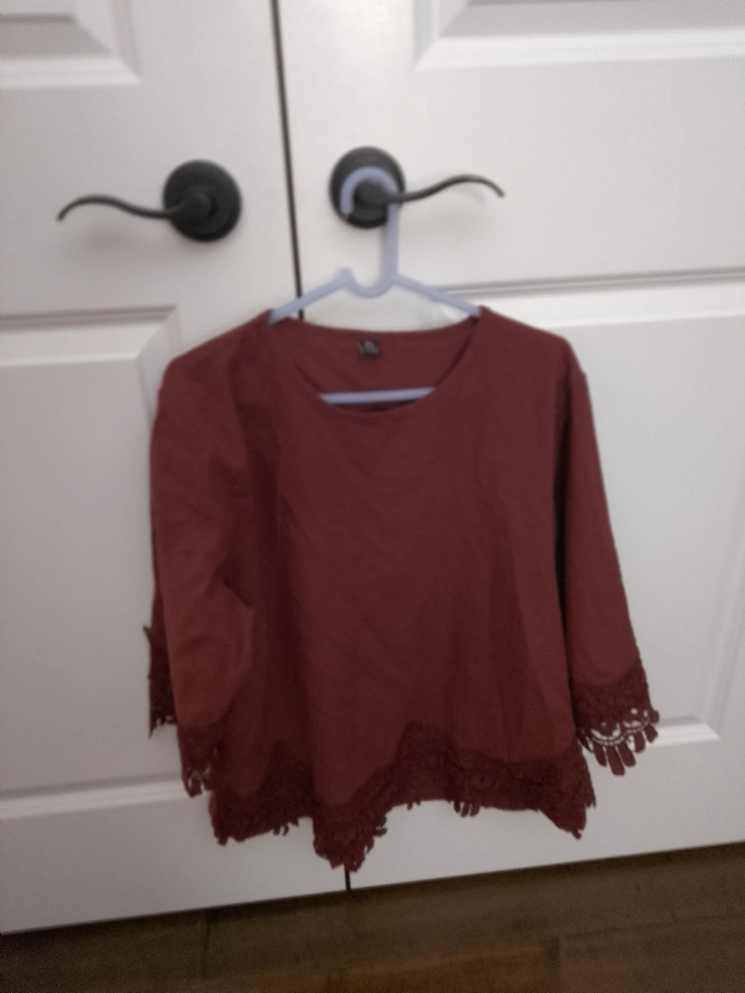 Maroon Lace Trim Top
