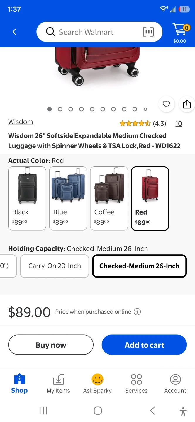 WISDOM Red Rolling Carry-On Suitcase - photo 4
