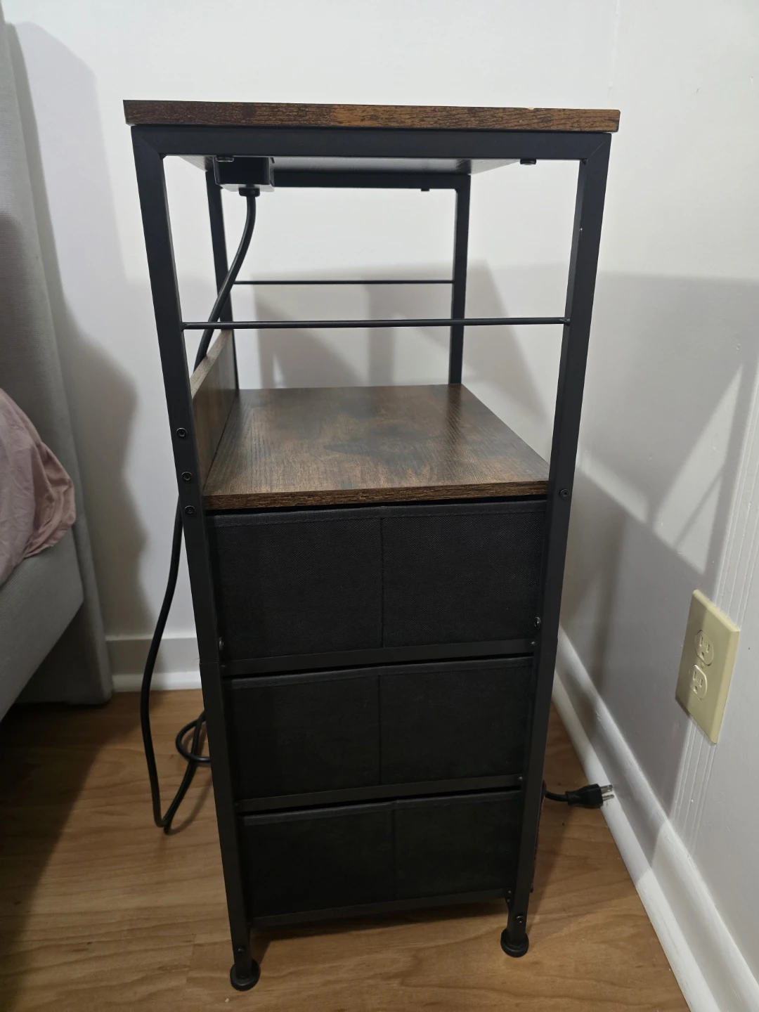 3 Drawer Nightstand with Charging Station, LED and Open Shelf - photo 2