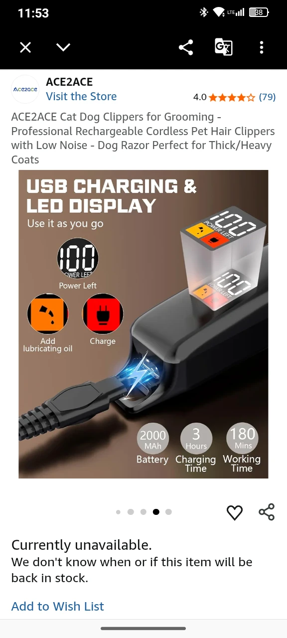 ACE2ACE Rechargeable Pet Hair Clippers - photo 4
