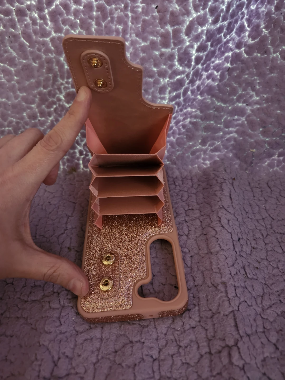 Glitter Phone Case with Card Holder and Ring for Samsung S23 6.1 - photo 4