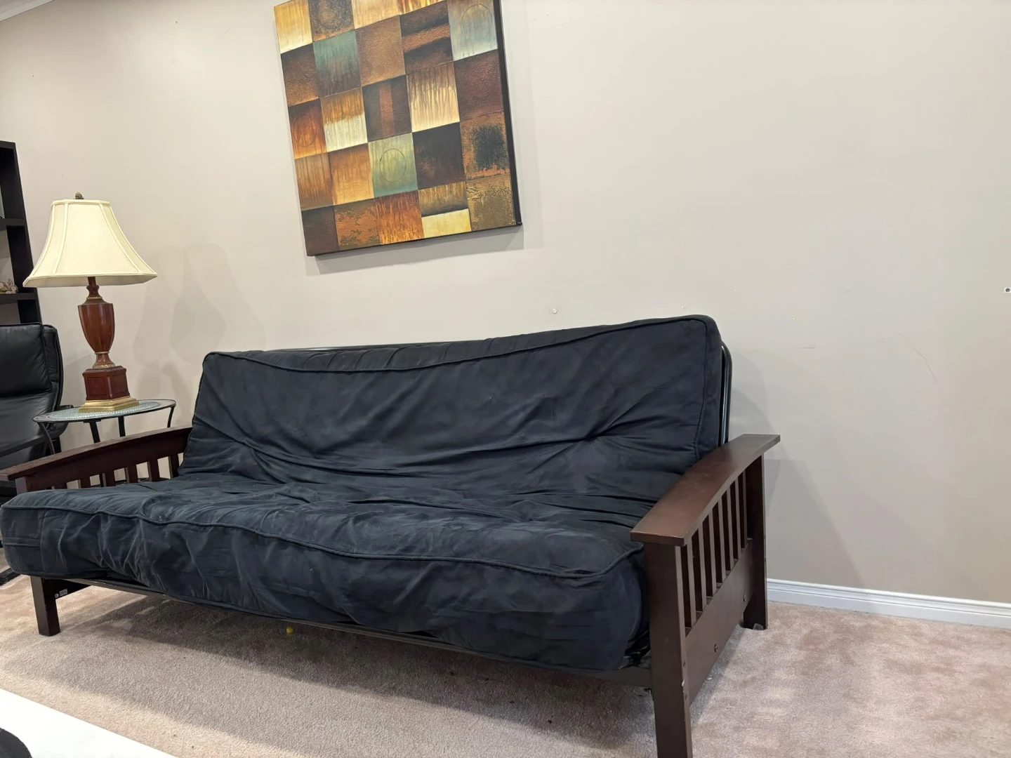 Black Futon Sofa with Wooden Frame