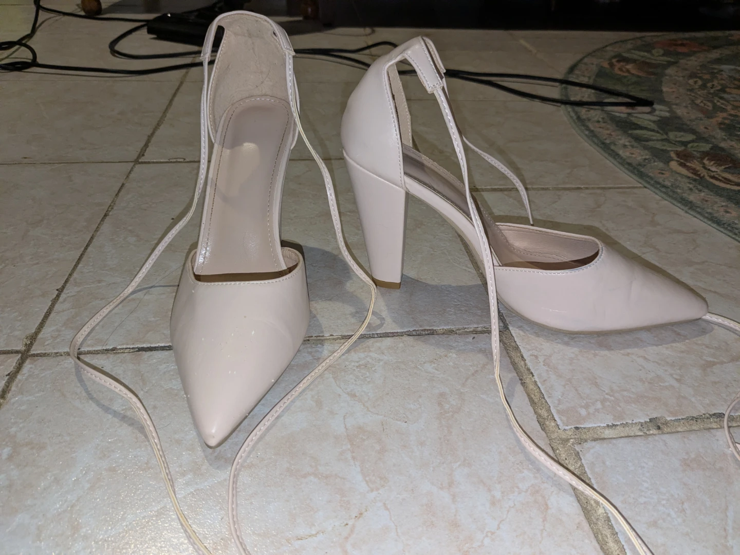 Pinkish beige lace up heels