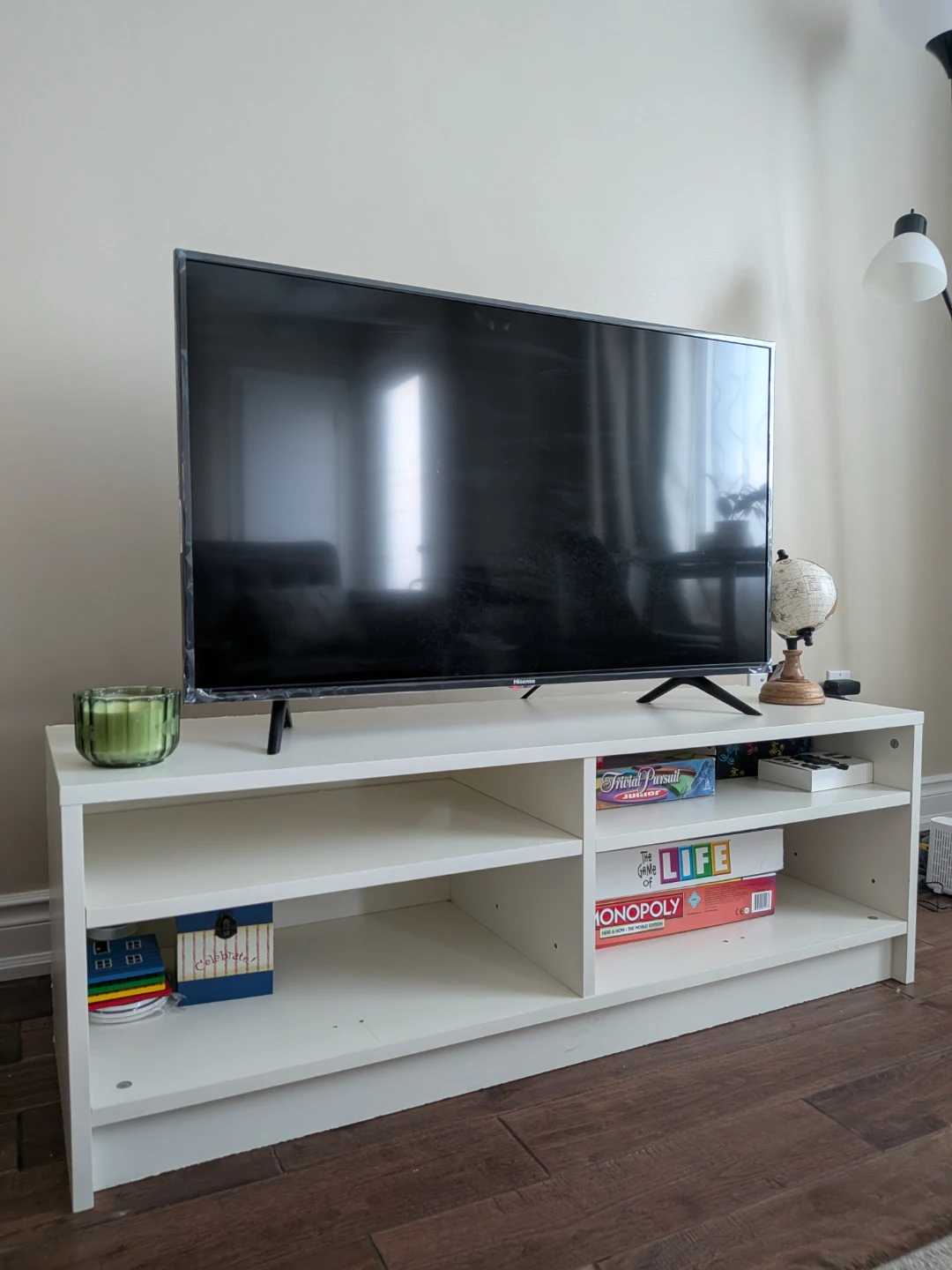 White TV Stand with Storage