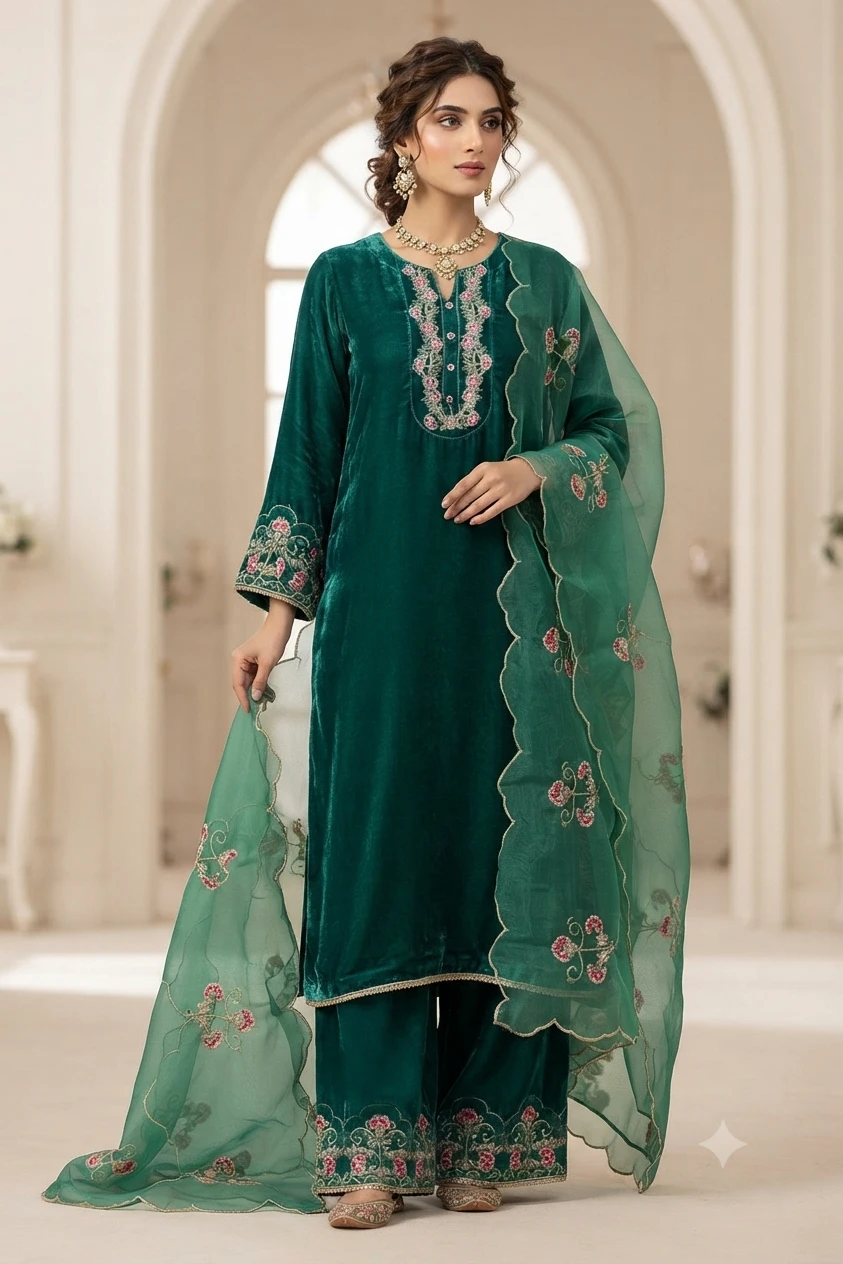 Velvet Kurti Set with Dupatta