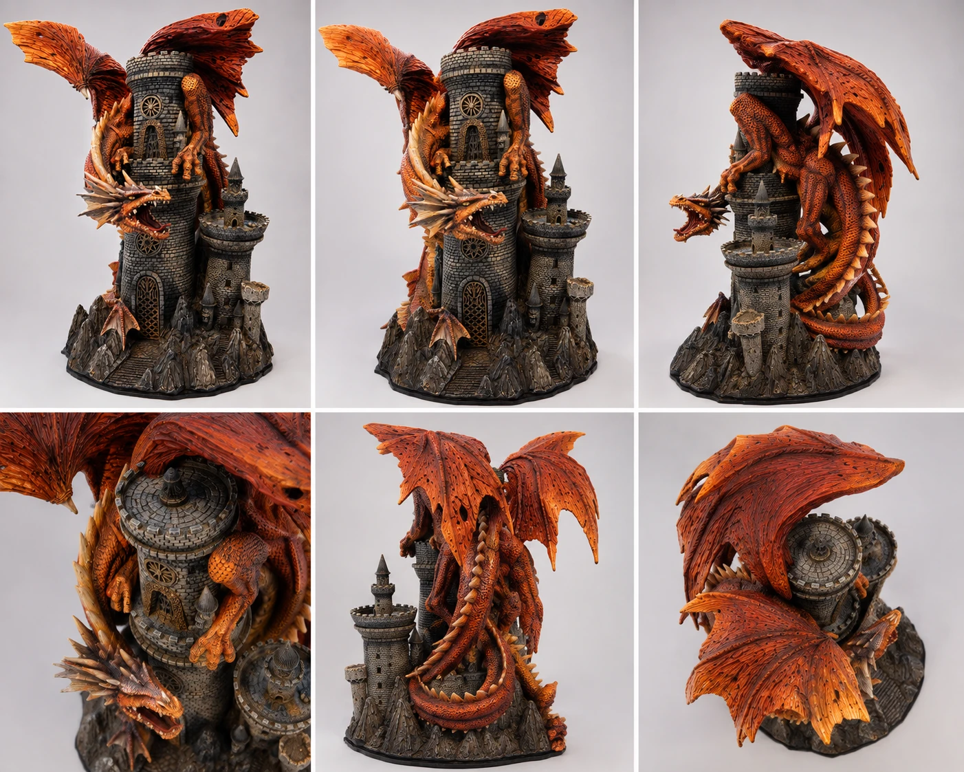 🐉 DRAGON & CASTLE FANTASY STATUE - photo 2