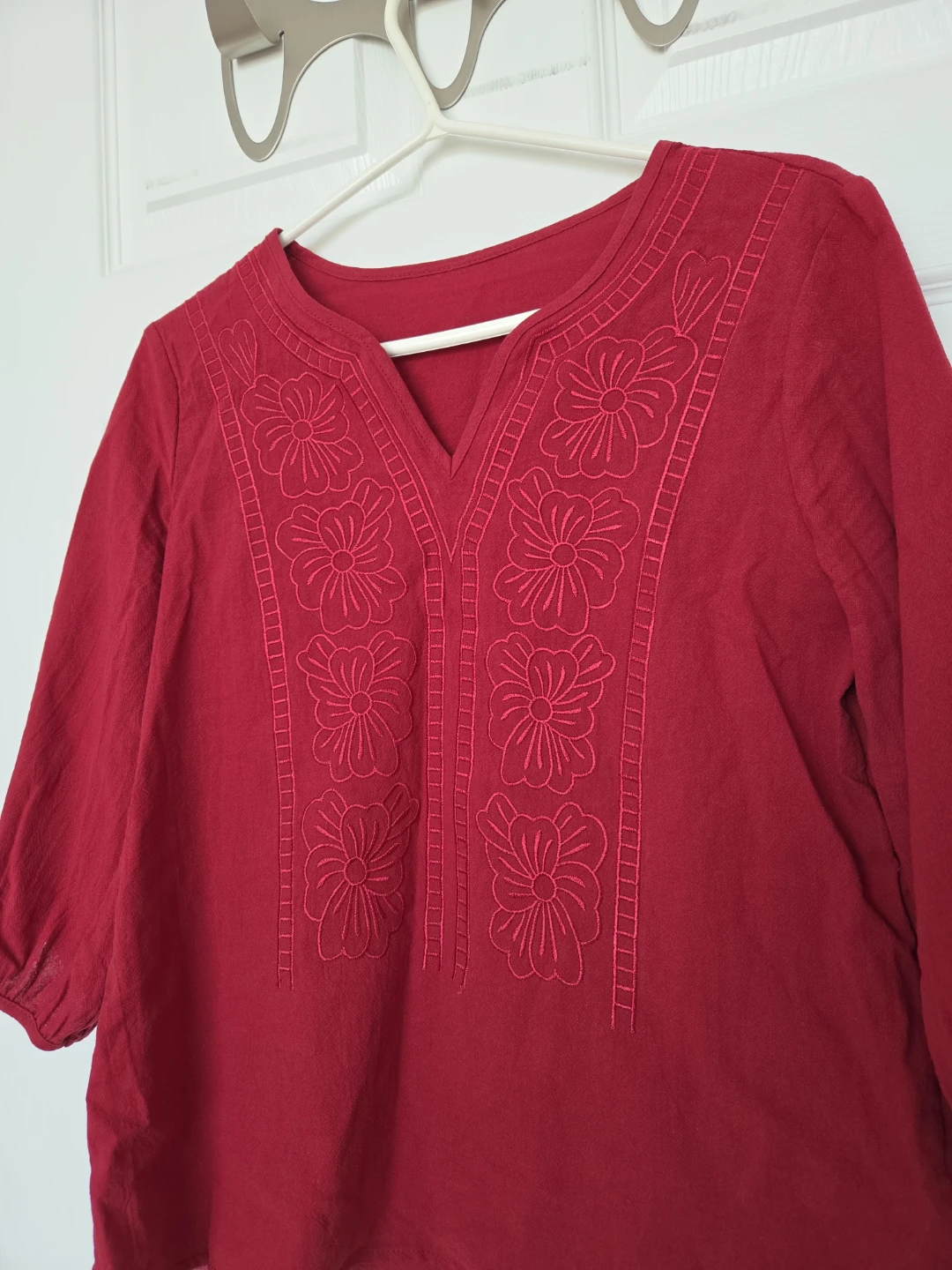 Red Embroidered Blouse