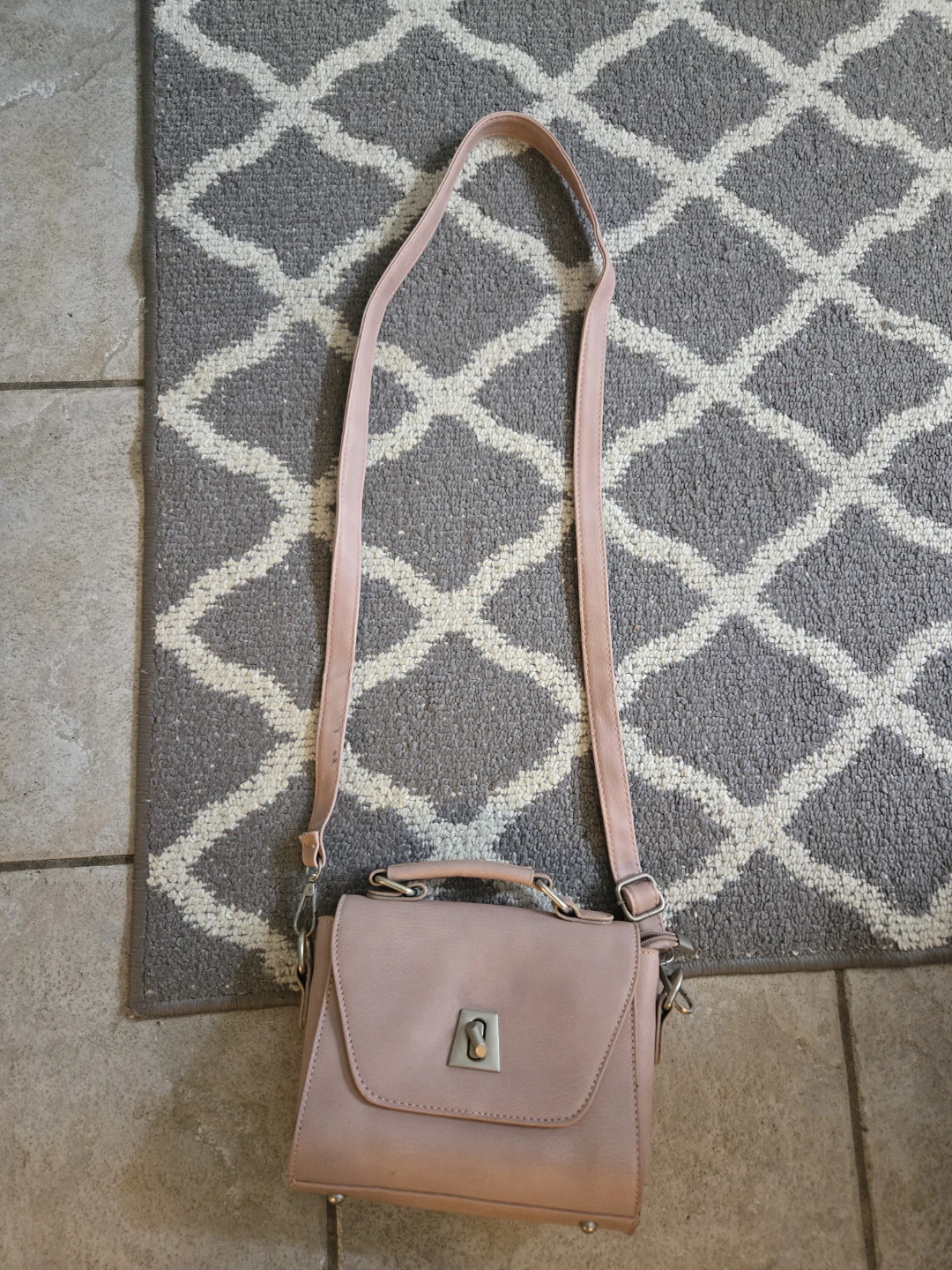 Blush pink crossbody bag with top handle