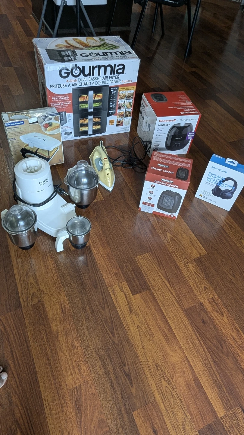 Mixer,  Air Fryer, Iron Box, sandwich maker, heater, humidifier