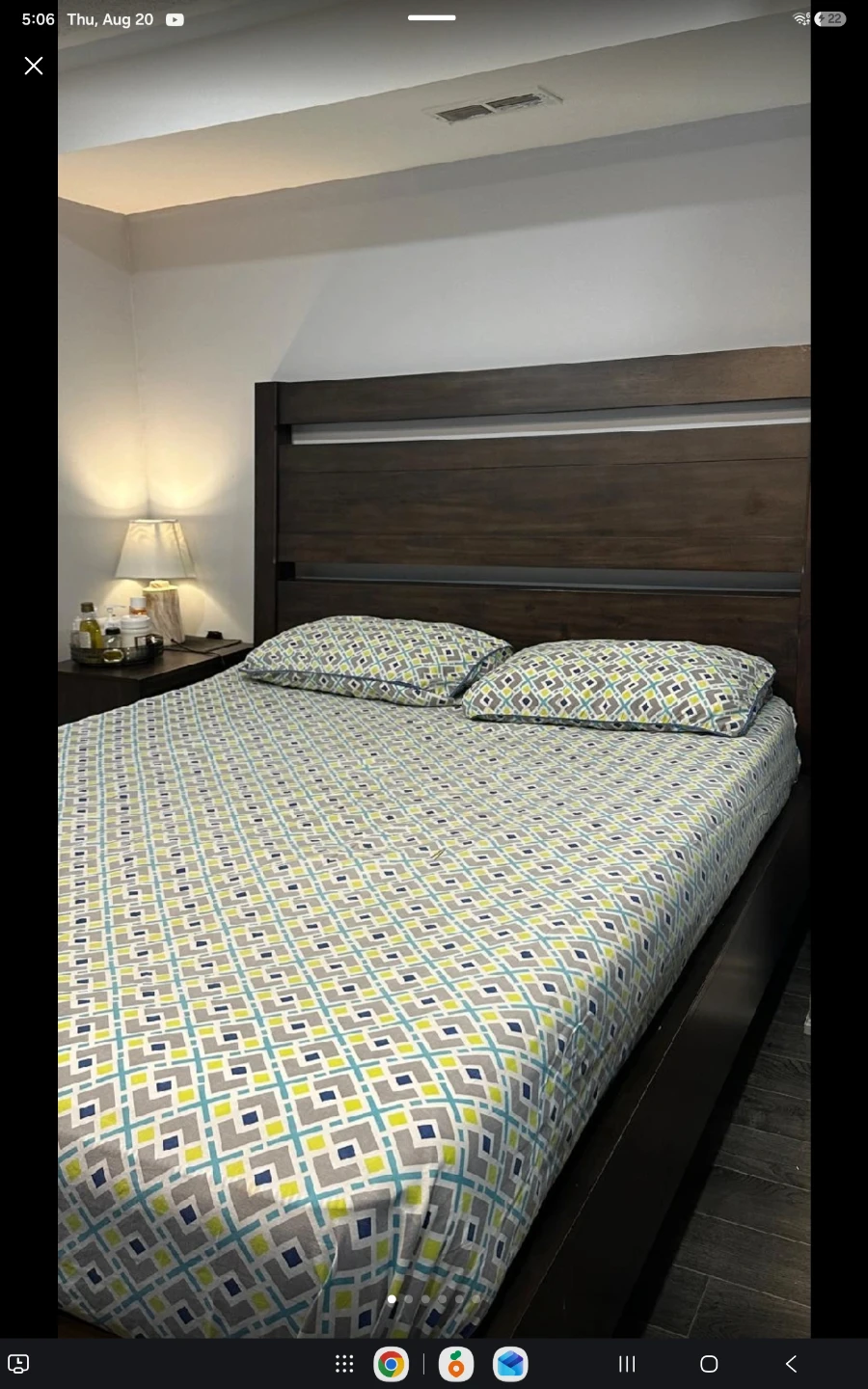Dark Wood Queen Bed Frame with Headboard - photo 2