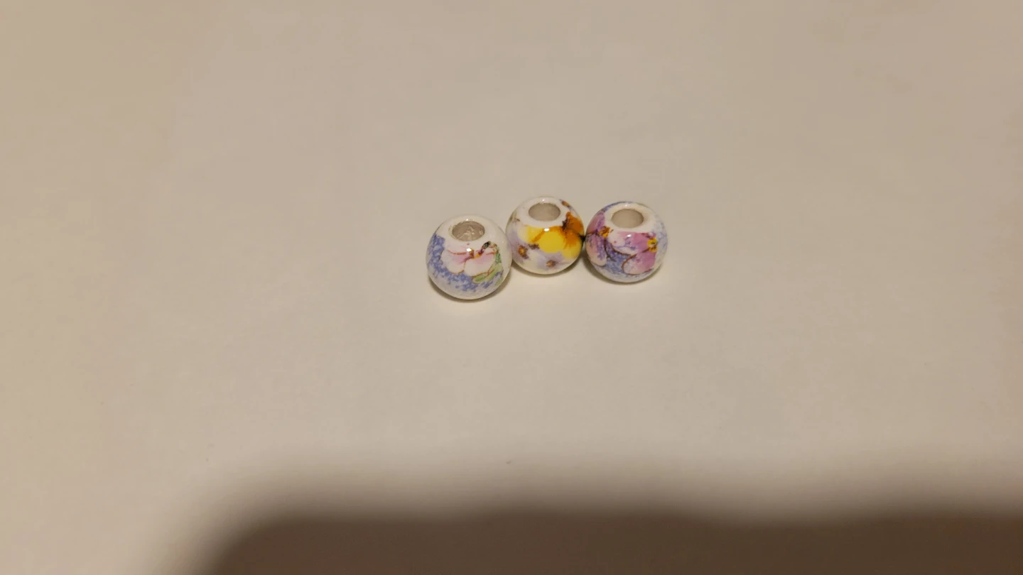 3 Ceramic Beads with Floral Design