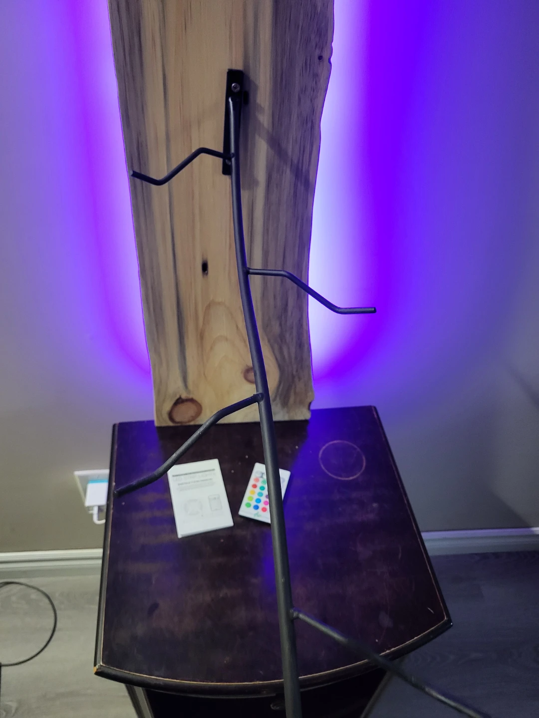 Live Edge Wooden Wall Mounted Jewelry Stand with LED Lights - photo 4