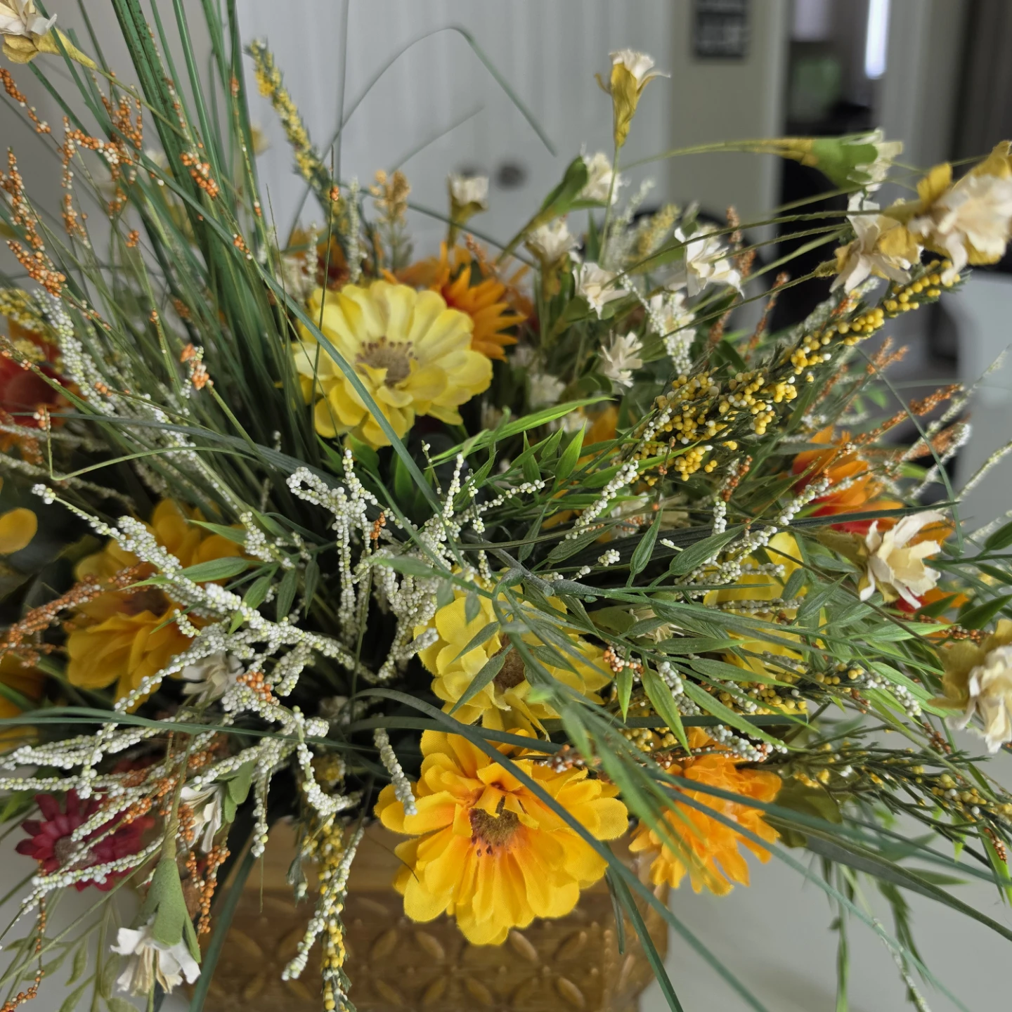 Artificial Floral Arrangement in Gold Vase - photo 2