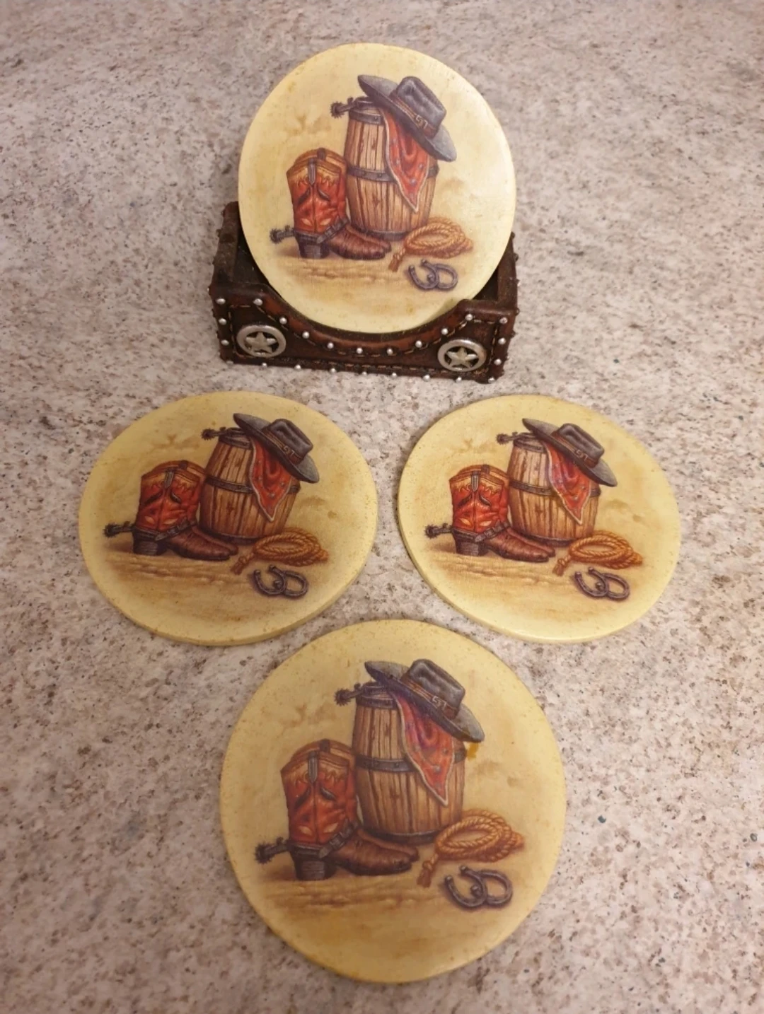 Set of 4 Western Themed Coasters - photo 2