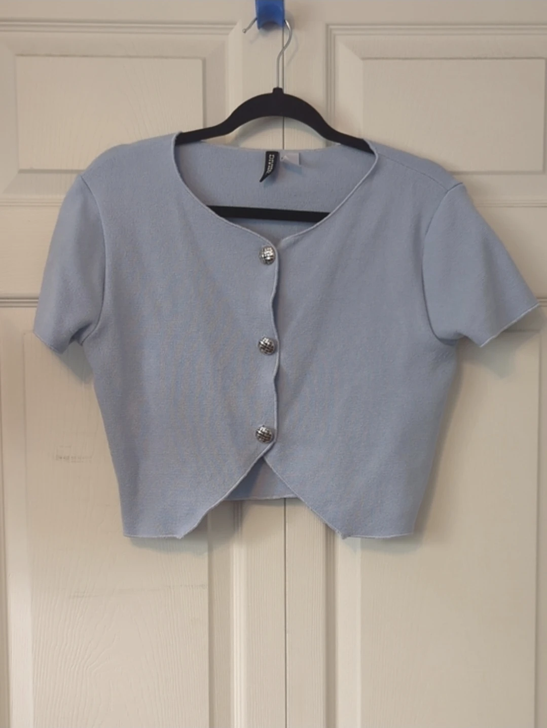 H&M Blue Cropped Button-Up Cardigan - photo 2