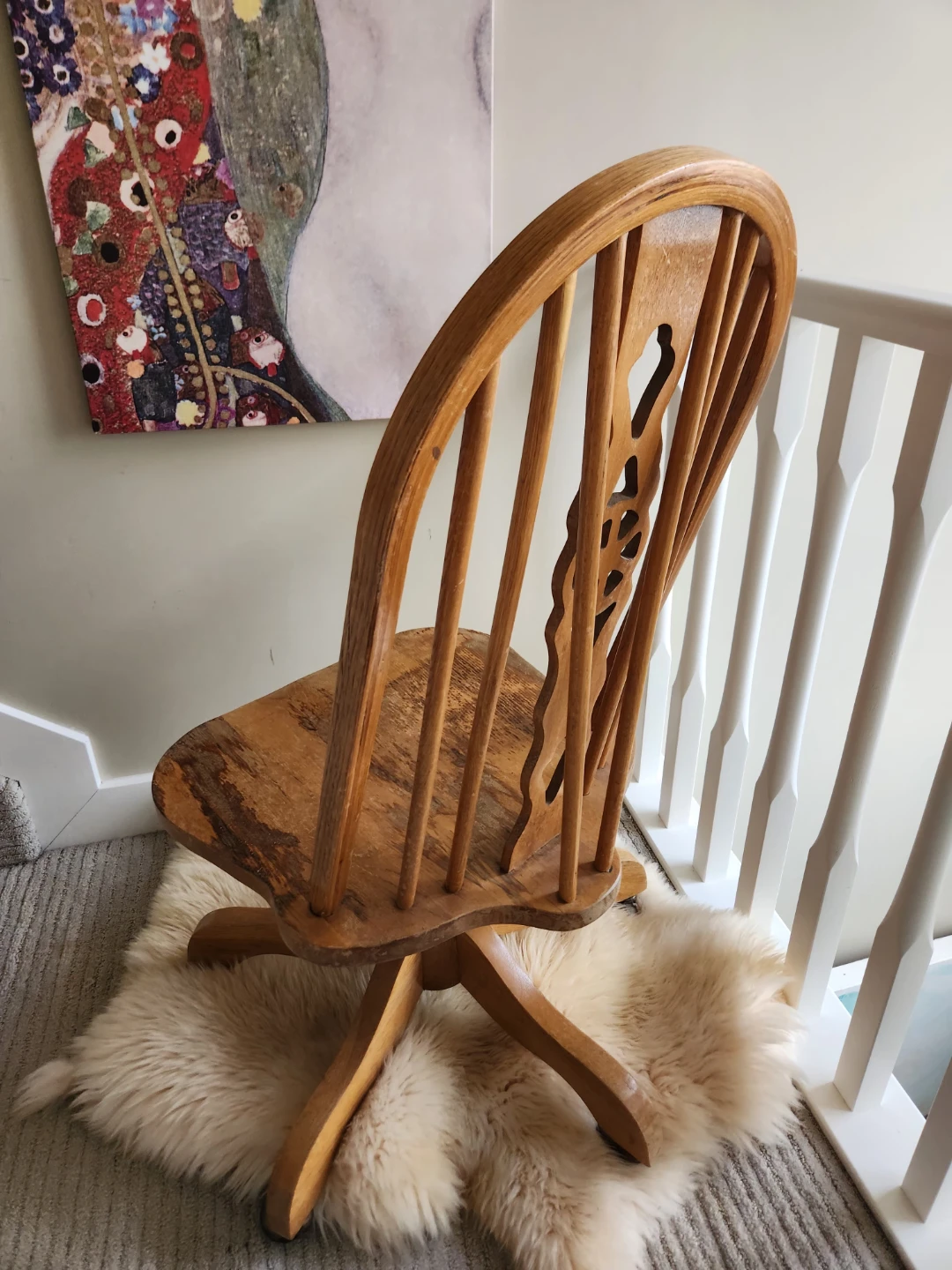 RARE ANTIQUE Wooden Swivel Desk Chair circa 1940S - photo 3
