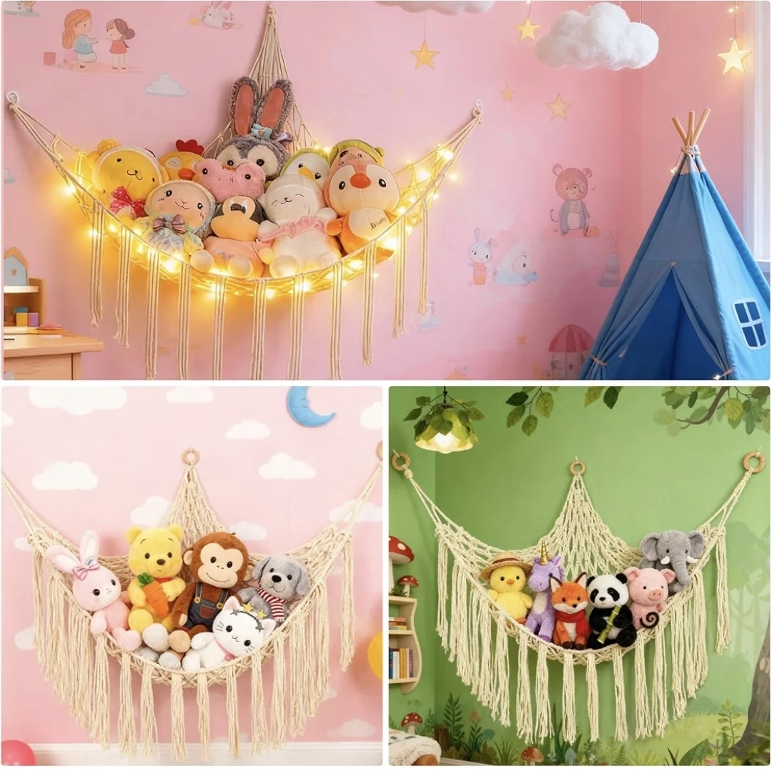 Macrame Hammock Shelf for Stuffed Animals