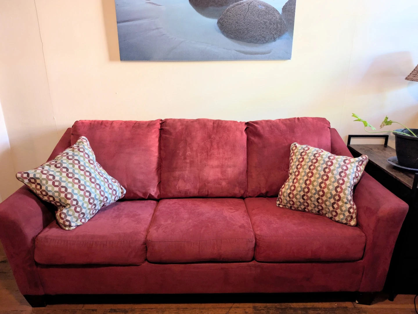 Red Pallucci Sofa Bed with Pillows