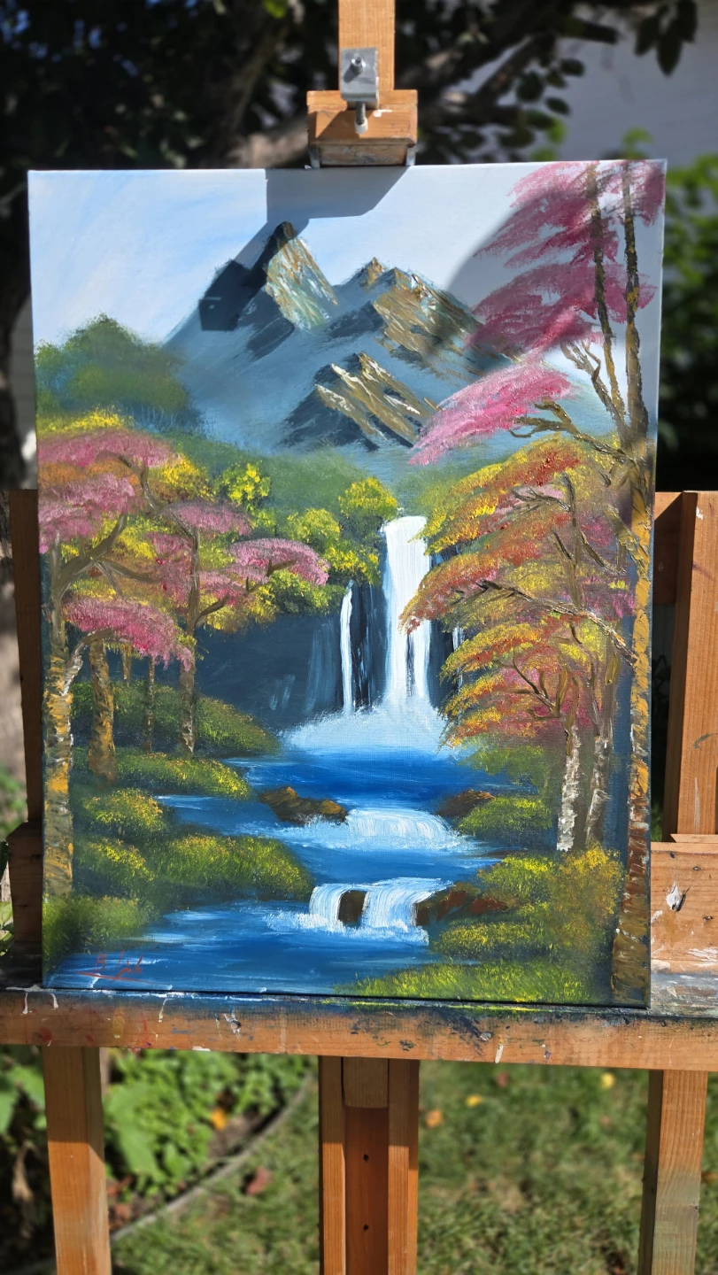 Original Oil Painting of Waterfall Landscape 16*24"