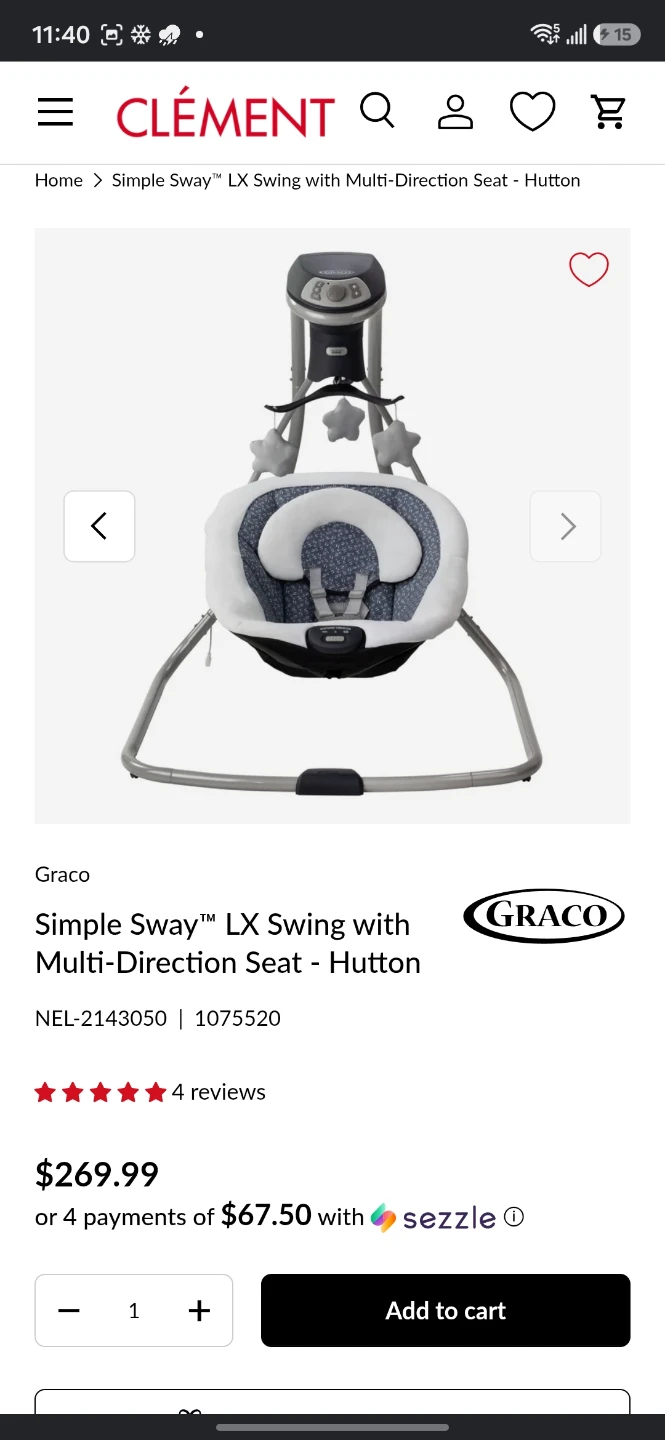Simple Sway LX baby swing