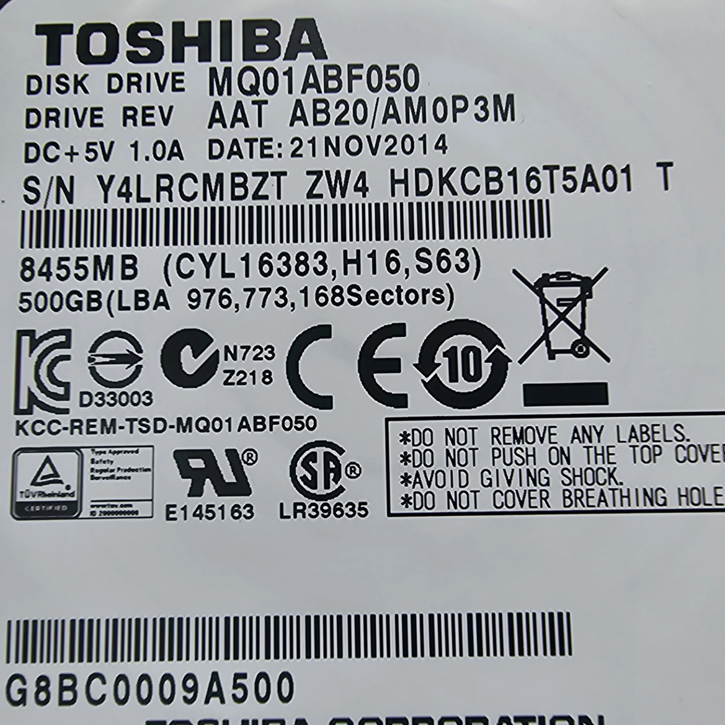 Toshiba MQ01ABF050 500GB Internal Hard Drive - photo 2