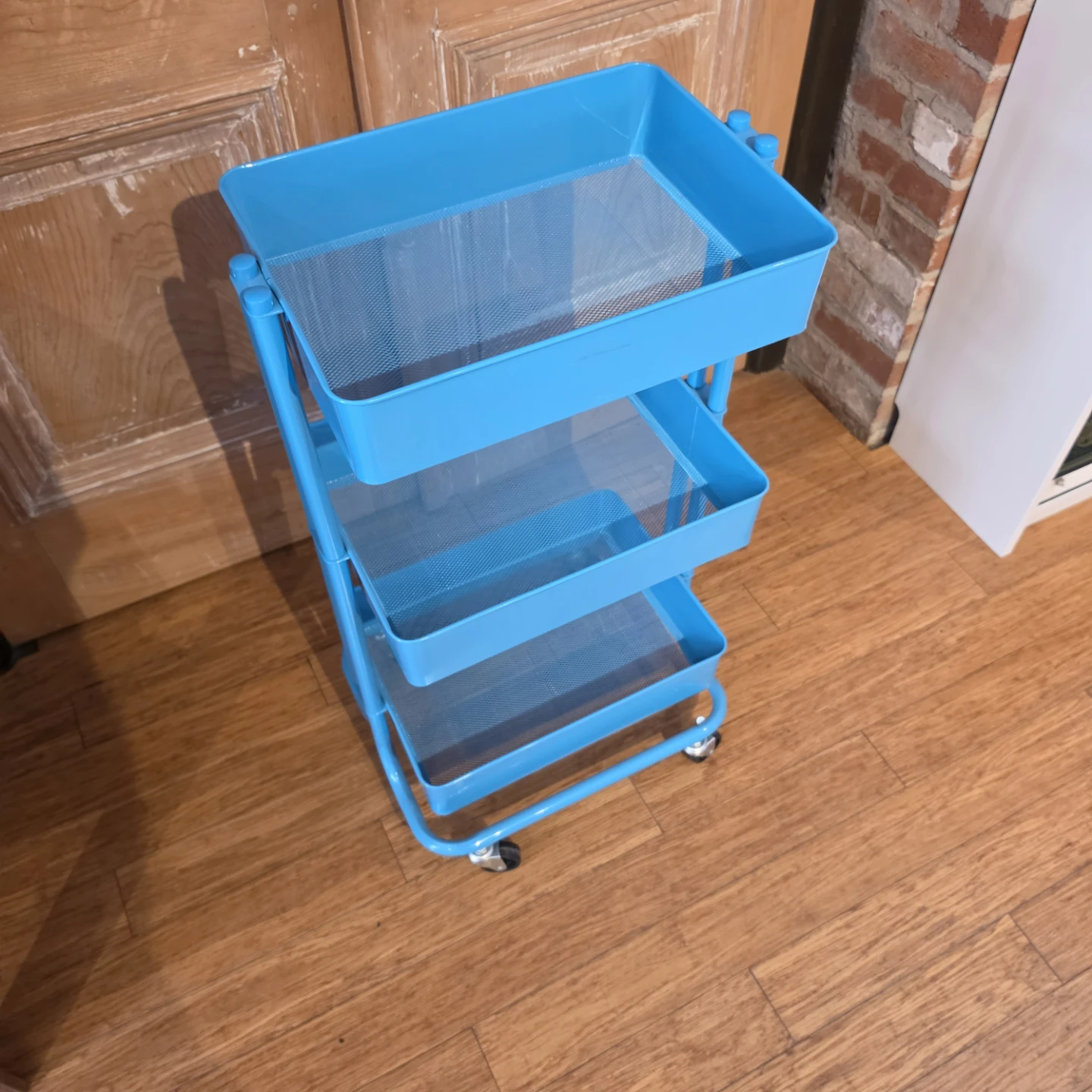 Blue 3-Tier Rolling Storage Cart - photo 2