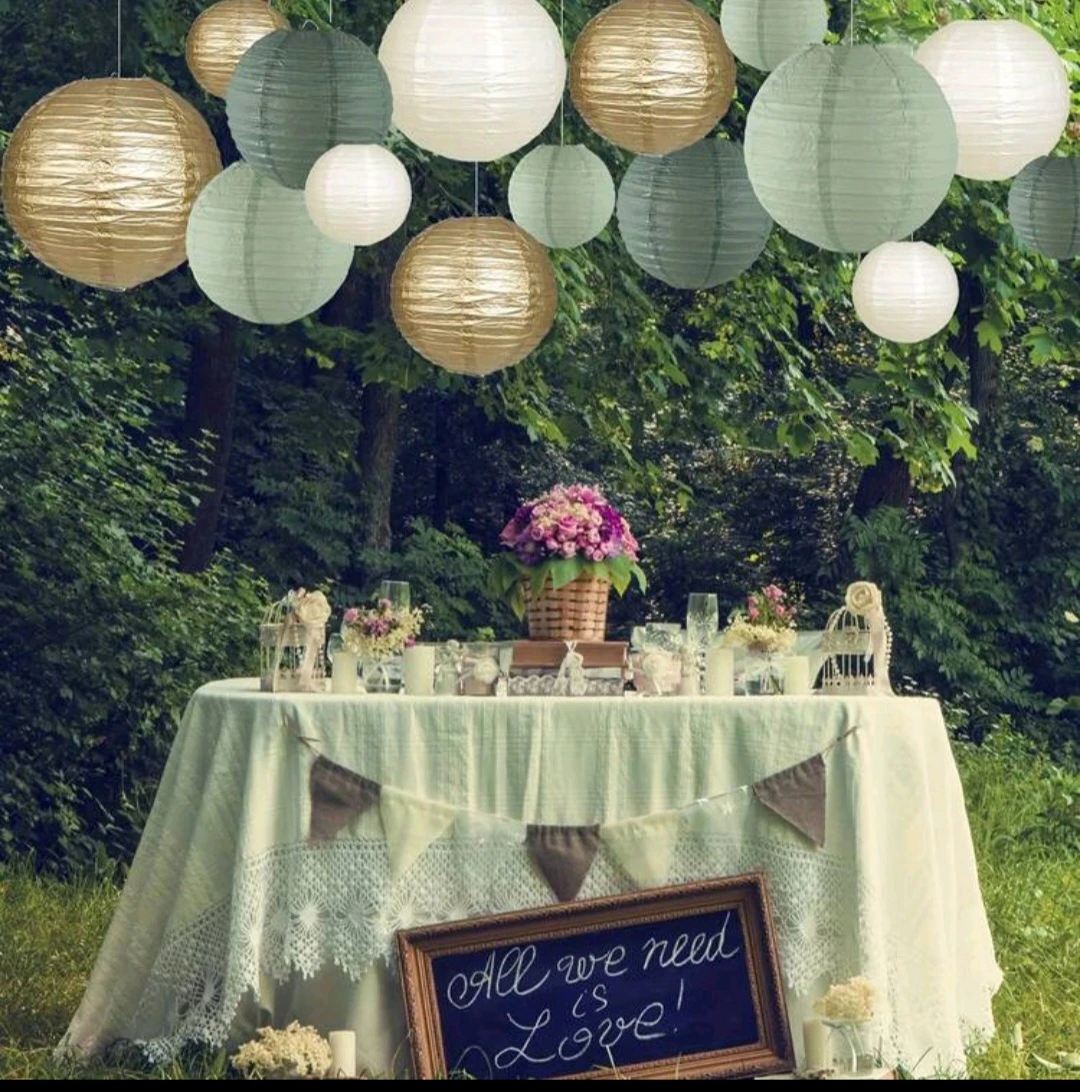 15 pcs. DECOR SET - lanterns, flower pompoms, fans - photo 4
