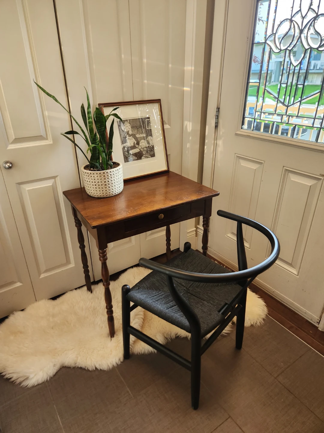 Solid wood OL TIMEY Wooden Side Table OR desk with Drawer - photo 2