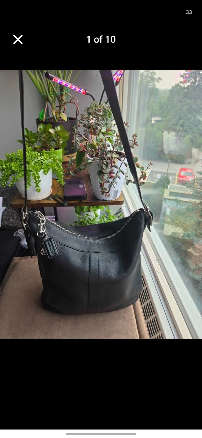 Coach Black Leather Hobo Shoulder Bag