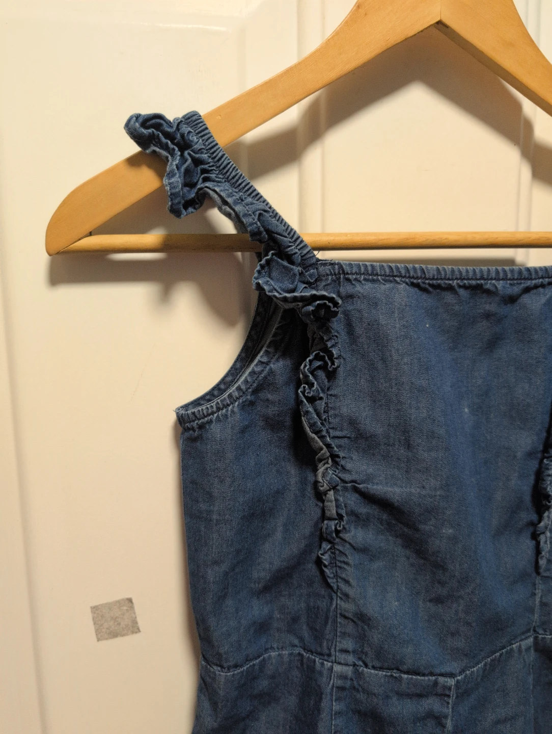 Denim Romper with Ruffle Straps - photo 2