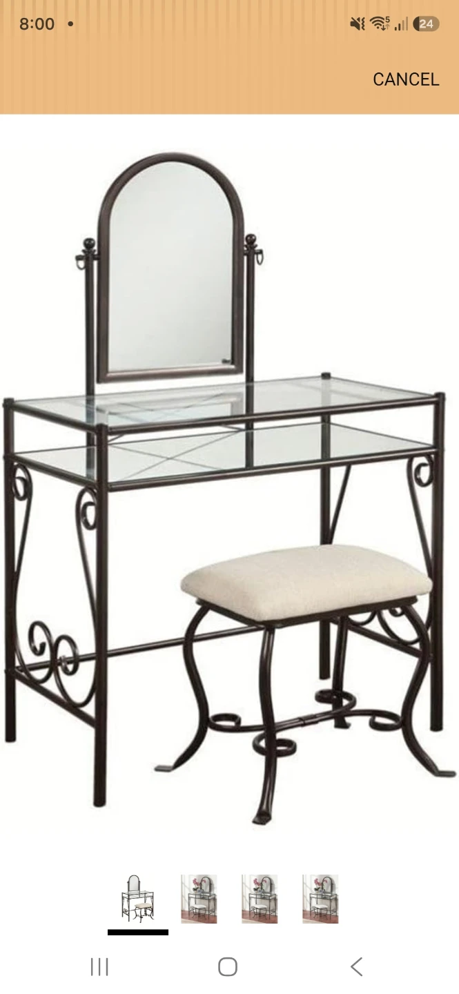 Furniture Metal Vanity Set with Stool - photo 3