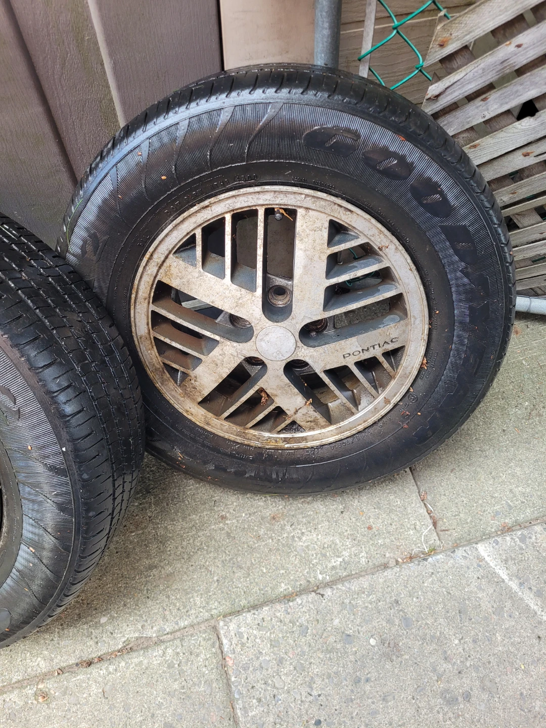 Set of 6 vintage Pontiac Wheels and Tires