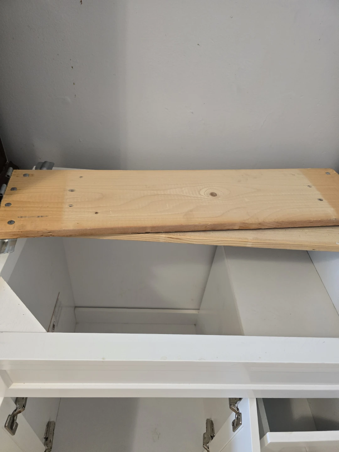 White Vanity Cabinet with Wooden Top - photo 3