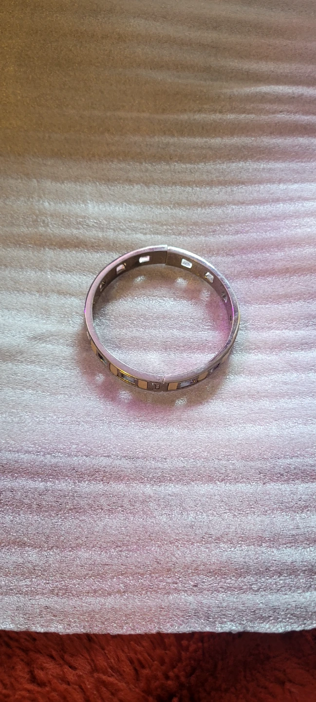Silver and Gold Tone Cuff hinged Bracelet - photo 2