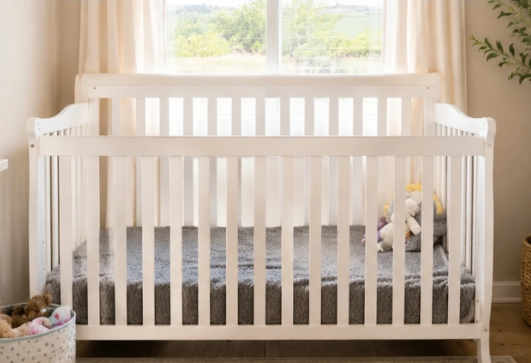 White Crib with Mattress