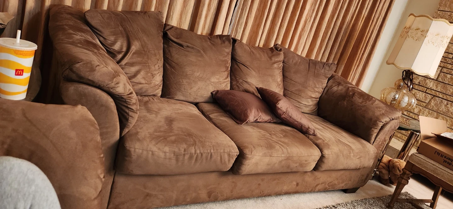 Large Brown Suede Sofa