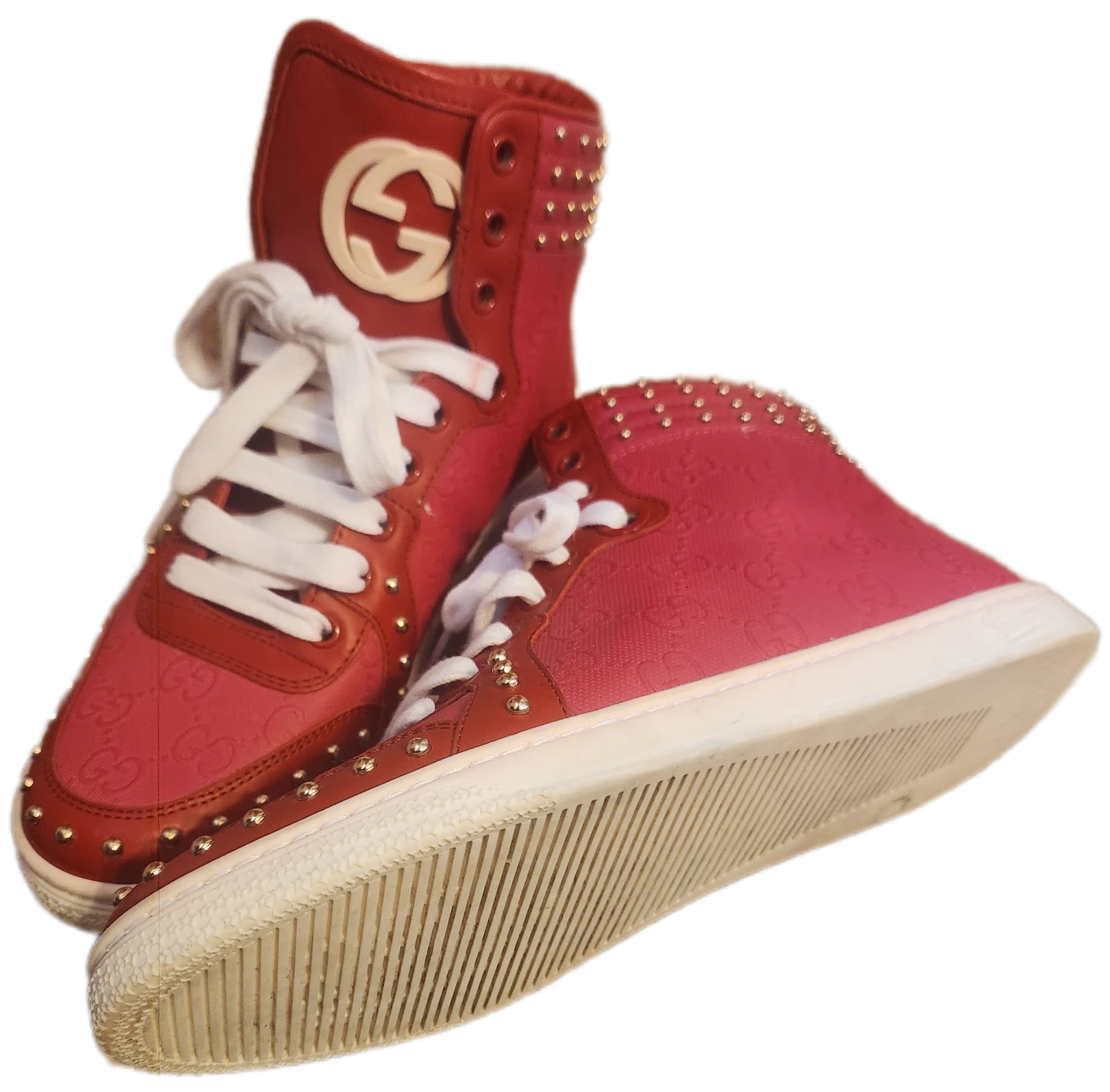 Womens Gucci limited edition guissima pink/red hightops sz37.5 - photo 2