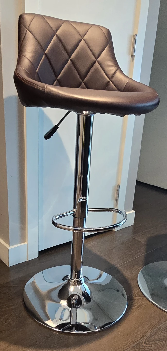 Set of 2 Brown Faux Leather Bar Stools - photo 3