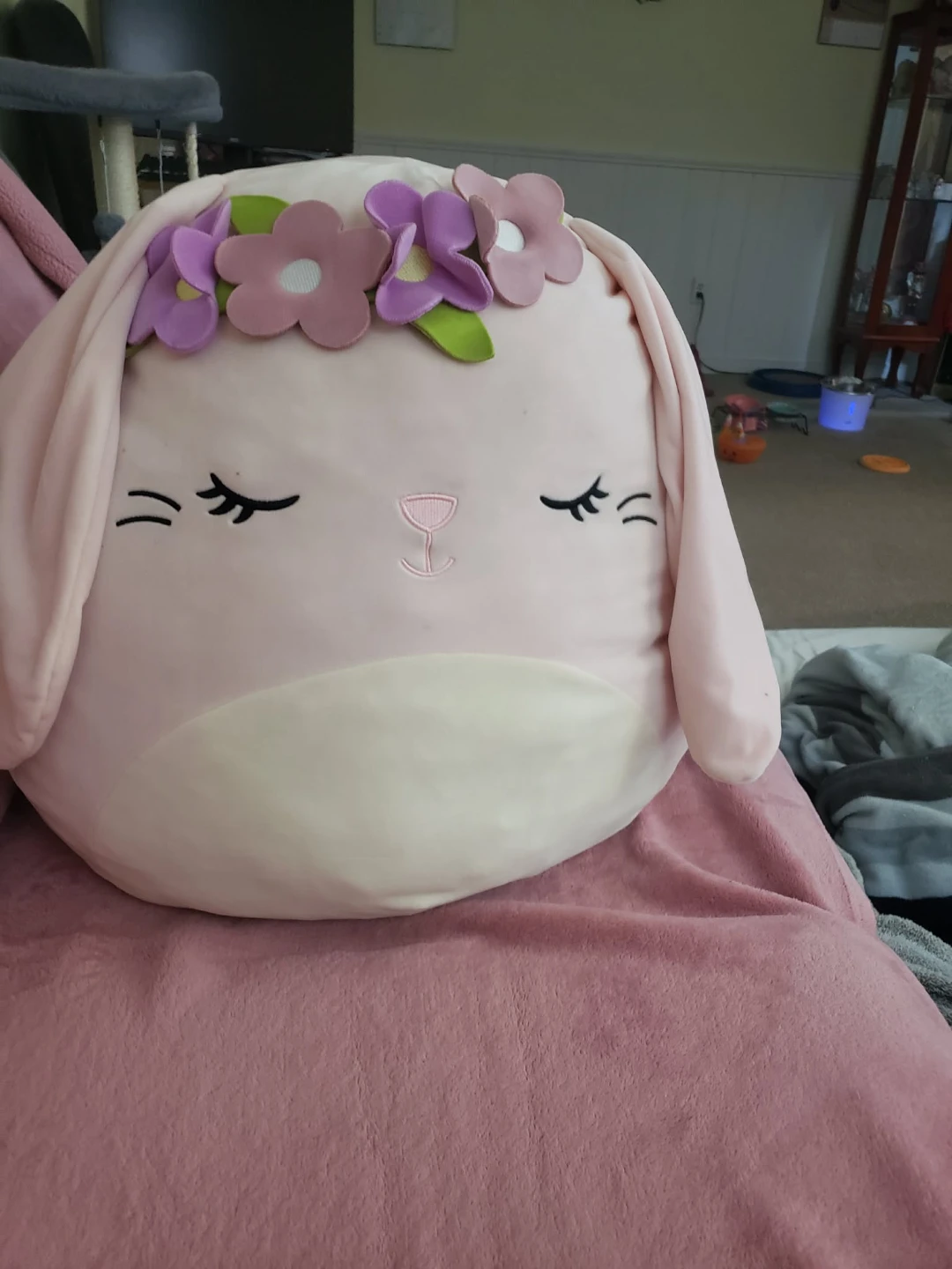 Pink Bunny Plush Toy with Flower Crown