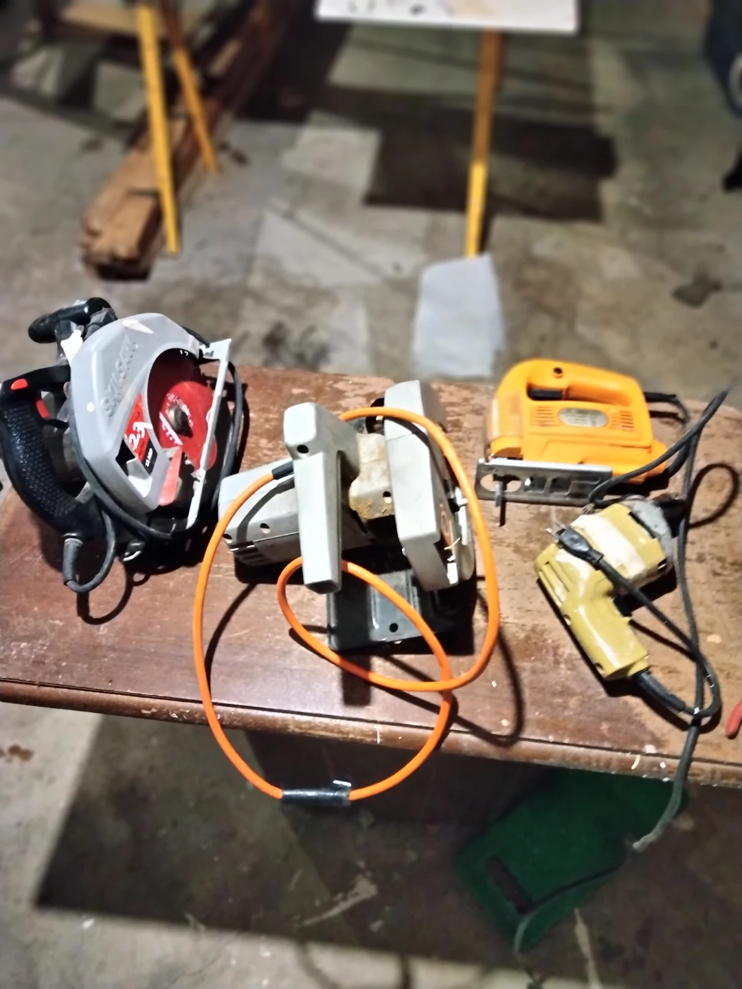 Circular saws, jigsaw, and drill