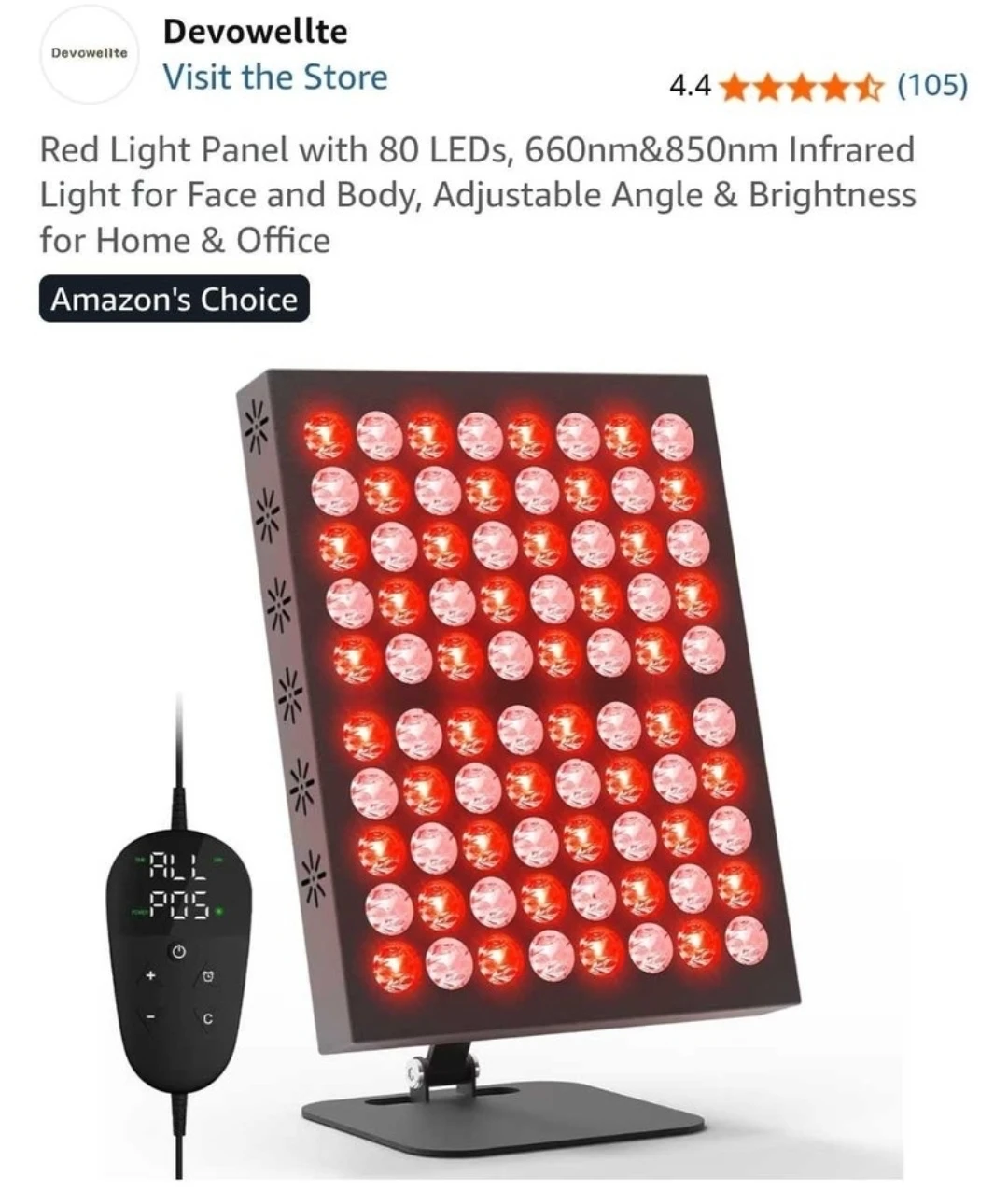 New Red Light Panel with 80 LEDs, 660nm&850nm Infrared Light